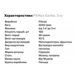Гейнер FitMax Carbo Грейпфрут-лимон 3 кг - мініатюра 2