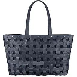 Шкіряна плетена жіноча сумка Пазл Xl синя Crazy Horse