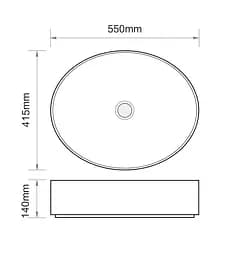 Умивальник накладний Mixxus Premium Ellipse-0104 marble 550x415x140 мм MP6554, Мармур - мініатюра 2