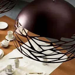 Світильник Лофт із коричневим різьбленим плафоном Ø 40 см | Арт. MJ 193-400 CF | Line F