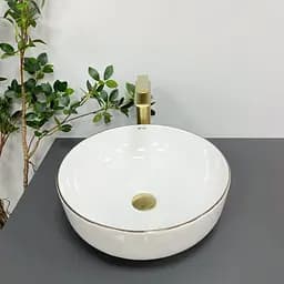 Умивальник VBI Bari S white gold Edge накладний VBI-011605, Золотий - мініатюра 3