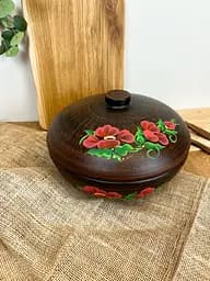 Каструля для плову з кришкою керамічний (глиняний) різьблений Мак 3 л - мініатюра 3