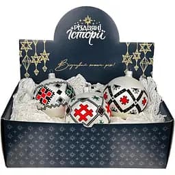 Набір ялинкових прикрас Різдвяні історії Код нації: Вінниччина 3 кулі скло (4820001179958)