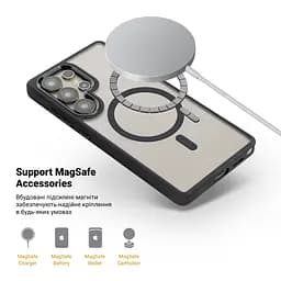 Чехол Samsung Galaxy S26 Ultra 5G, Unit MagSafe, черный, прозрачный, магсейф, противоударный, магнитный, панель-накладка с поддержкой MagSafe, с поддержкой беспроводной зарядки, TPU+PC, защита всего корпуса, ударопрочный, ArmorStandart (ARM88809) - мініатюра 4