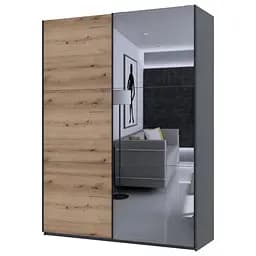 Шкаф купе Doros G-Caiser Графіт / Дуб Евок 1 ДСП / 1 дзеркало / 3 частини 180х60х240 (42005013) - мініатюра 6
