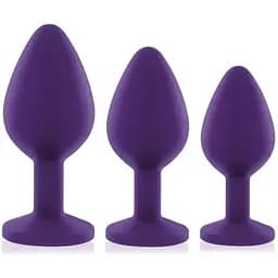 Набір силіконових анальних пробок із кристалом Rianne S: Booty Plug Set Purple