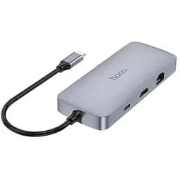 Переходник Hoco Hub HB32 8 в 1 USB 3.0 + USB 2.0 x2 + Type-C + HDMI + RJ45 + SD