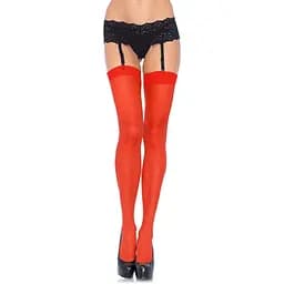 Сексуальные чулки под подвязки Leg Avenue Sheer Stockings Red, One Size