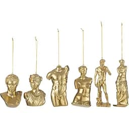 Ялинкові прикраси J-line з римськими статуями золотого кольору 6 шт. (49849)