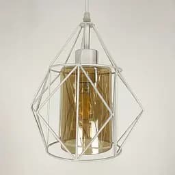 Підвіс у білому корпусі із янтарним плафоном Line.F 12652/1 WT+AM