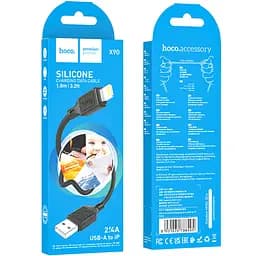 Дата кабель Hoco X90 Cool silicone USB to Lightning (1m) Black - мініатюра 6