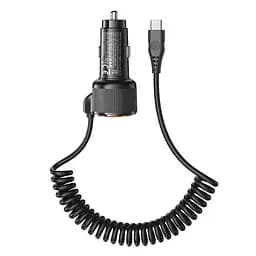 Автомобільний зарядний пристрій Hoco NZ17A USB/2 Type-C PD 50W з кабелем Type-C чорний - мініатюра 5