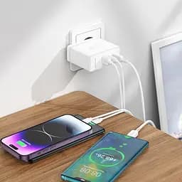 Зарядний пристрій Borofone BN11 USB/2 Type-C PD 100W білий + кабель Type-C to Type-C - мініатюра 4
