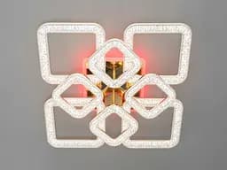 Люстра стельова LED Diasha 2205/4+4G, 130W, 6000K-3200K-4100K, золото, сучасний стиль, з пультом, димером, акрилові плафони - мініатюра 2