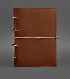 Шкіряний блокнот А4 на кільцях (Софт-бук) 9.0 в м'якій обкладинці світло-коричневий Краст