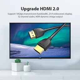 Тонкий кабель HDMI Vention Slim Portable HDMI 2.0 чорний кабель в обплетенні 1.5 м (AAIBG) - мініатюра 5
