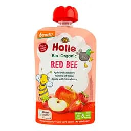 Пюре Holle Red Bee, з яблуком та полуницею, 100 г