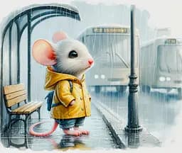 Дерев'яний фігурний пазл Мишеня на зупинці, А4, Дерев'яна коробка 100 елементів