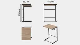 Столик Террі Ferrum-decor 650x440x330 Чорний метал ДСП Дуб Сонома 16 мм (FRD-104651) - мініатюра 2