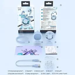 Навушники TWS Acefast T8 ice blue - мініатюра 3