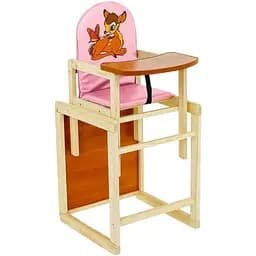 Стульчик для кормления Мася №2035 Оленя Бемби кожзам розовый