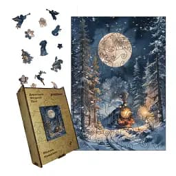 Деревянный фигурный пазл Лунная Путешествие, А3, Деревянная коробка 200 элементов