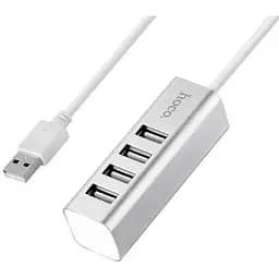 Usb-хаб Hoco HB1 4Usb Line machine Серебристый