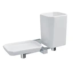 Стакан с мыльницей Stilhaus Diva настенная керамика/хром/белый DV1408, Белый