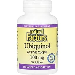 Убихинол Natural Factors Ubiquinol Active CoQ10, 100 мг 30 гелевых капсул