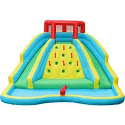 Надувна водна гірка Costway Summer зі стійкою для скелелазіння двостороння