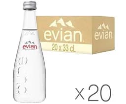 Evian, 0,33 л, Упаковка 20 шт., Евіан, Вода негазована, скло