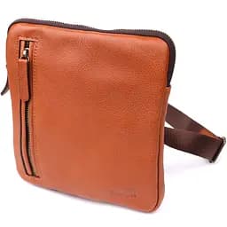 Чоловіча шкіряна сумка через плече із міцної зернистої шкіри SHVIGEL 20х22х4 см sum0027431