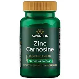 Цинк і L-карнозин Swanson Zinc Carnosine Featuring Pepzingi 60 капсул