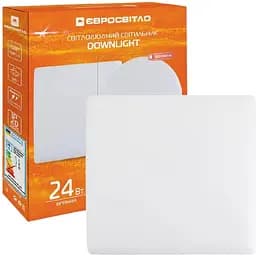 Світильник точковий врізний Євросвітло 24Вт квадрат LED-S-170-24 6400К без рамки (57956)