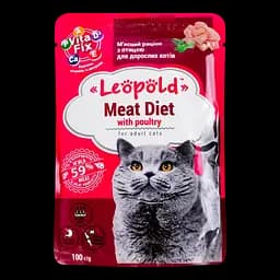 Влажный корм для кошек Леопольд Мясной рацион с птицей 100 г