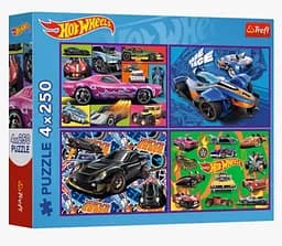 Пазлы "Гоночные автомобили", 13312 Trefl , 4х250 элементов (5900511133127)