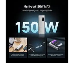 Зовнішній акумулятор CUKTECH PB200P 20000mAh 150W 3 порти 2C1A сірий - мініатюра 6