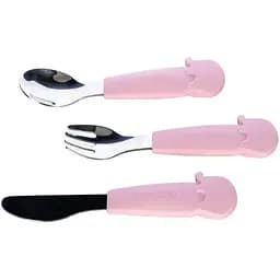 Столовые приборы детские FreeON Elephant металлические с силиконовой розовой ручкой.