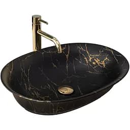 Умивальник Rea Roma marble black mat накладний REA-U5609, Чорний матовий
