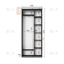 Шафа-купе Idea серія 1 100 x 45 x 240 см Антрацит Дзеркало - мініатюра 2