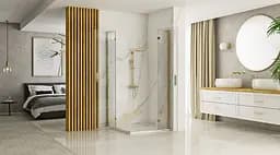 Душова кабіна Rea Hugo 90x90 brushed gold подвійна REA-K6609, Золотий, Універсальна, прозорий, золотий - мініатюра 3