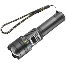 Ручной фонарь на аккумуляторе TG + COB, 9 режимов работы, COBA CB-A281, ручной фонарик с индикатором заряда, черный