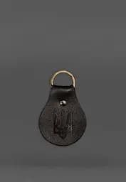 Патриотический кожаный брелок с гербом темно-коричневый