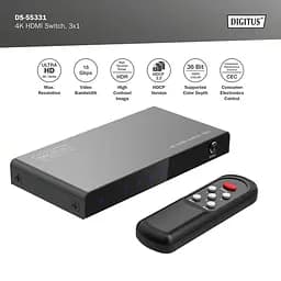 Відеокомутатор Digitus UHD HDMI (INx3 – OUTx1), 4K - мініатюра 5