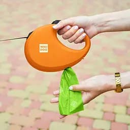 Повідець-рулетка для собак Waudog R-leash з контейнером для пакетів, світловідбивна стрічка, S до 12 кг, 3 м помаранчевий - мініатюра 9