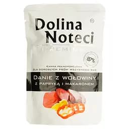 Вологий корм для собак Dolina Noteci Premium Danie, яловичина з паприкою та локшиною, 100 гр