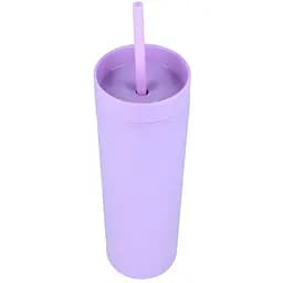 Охлаждающий матовый стакан 473 мл BPA-Free с трубочкой 21х6.5см violet