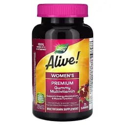 Мультивітаміни преміум для жінок Nature's Way Alive! Women's Premium Gummy Multivitamin смак винограду, вишні, чорниці, асаї 75 жувальних цукерок