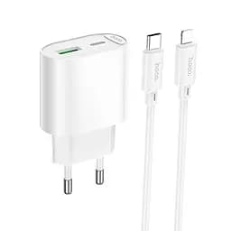 Адаптер сетевой HOCO Type-C to Lightning Fighter charger set C109A | 1Type-C/1USB, 3A/20W, PD/QC|