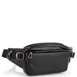 Сумка на пояс з натуральної шкіри чорна Tiding Bag 1001A
